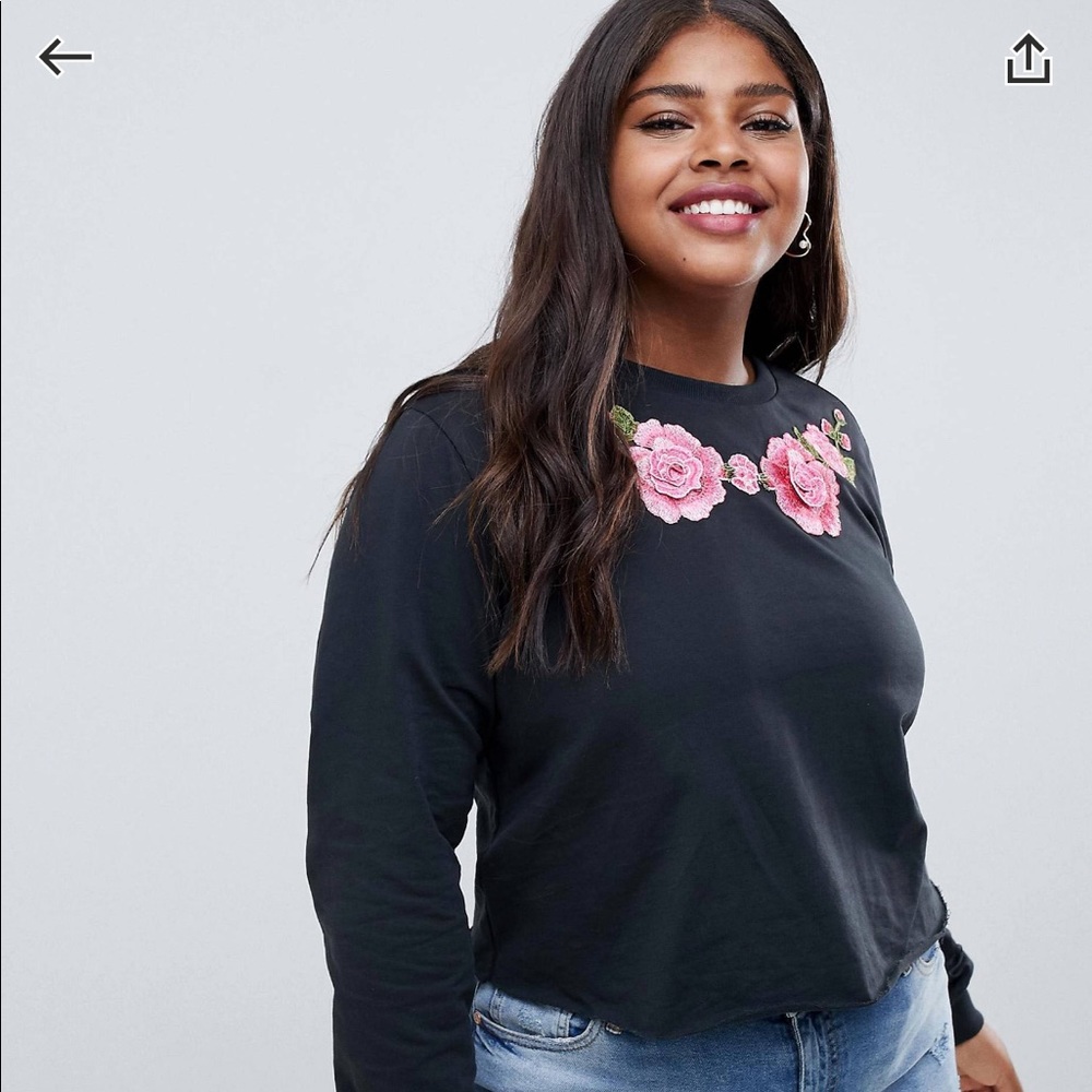 ASOS curve top with floral embroidery